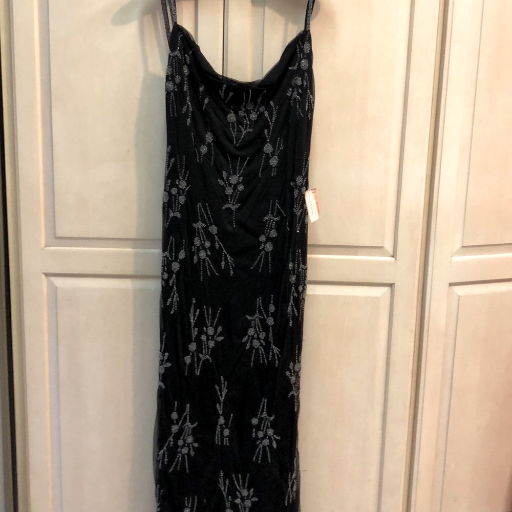 Ladies Black Beaded Evening Gown